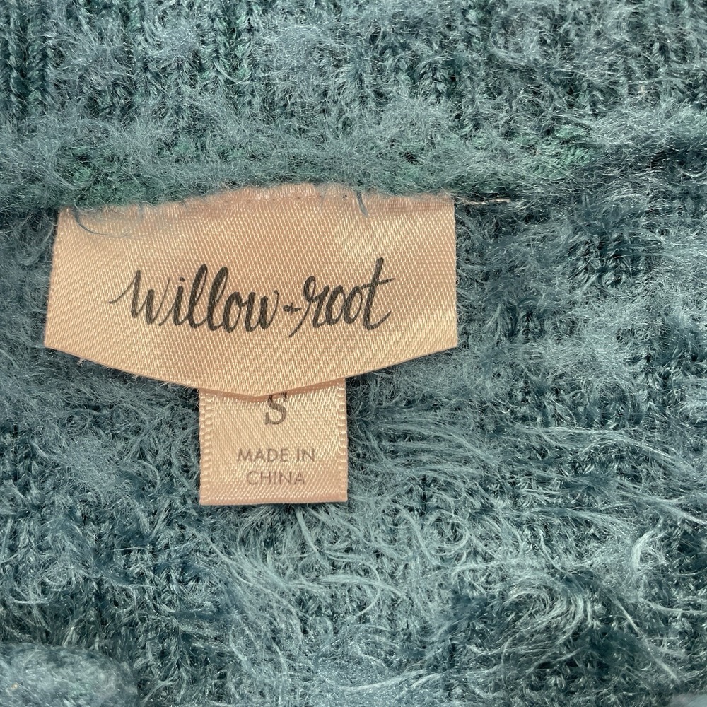 Willow & Root Women's Crop Button Up Sweater Sz Small L/S Collared Fuzzy Thick - Picture 6 of 8